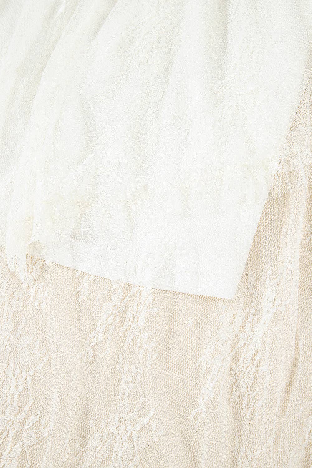 Beige Lace Cascading Tiered High Waist Maxi Skirt: Beige / 90%Polyamide+10%Elastane / L
