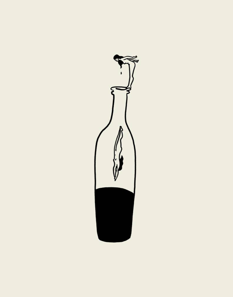 Wine Dive Minimal Art Print: Large