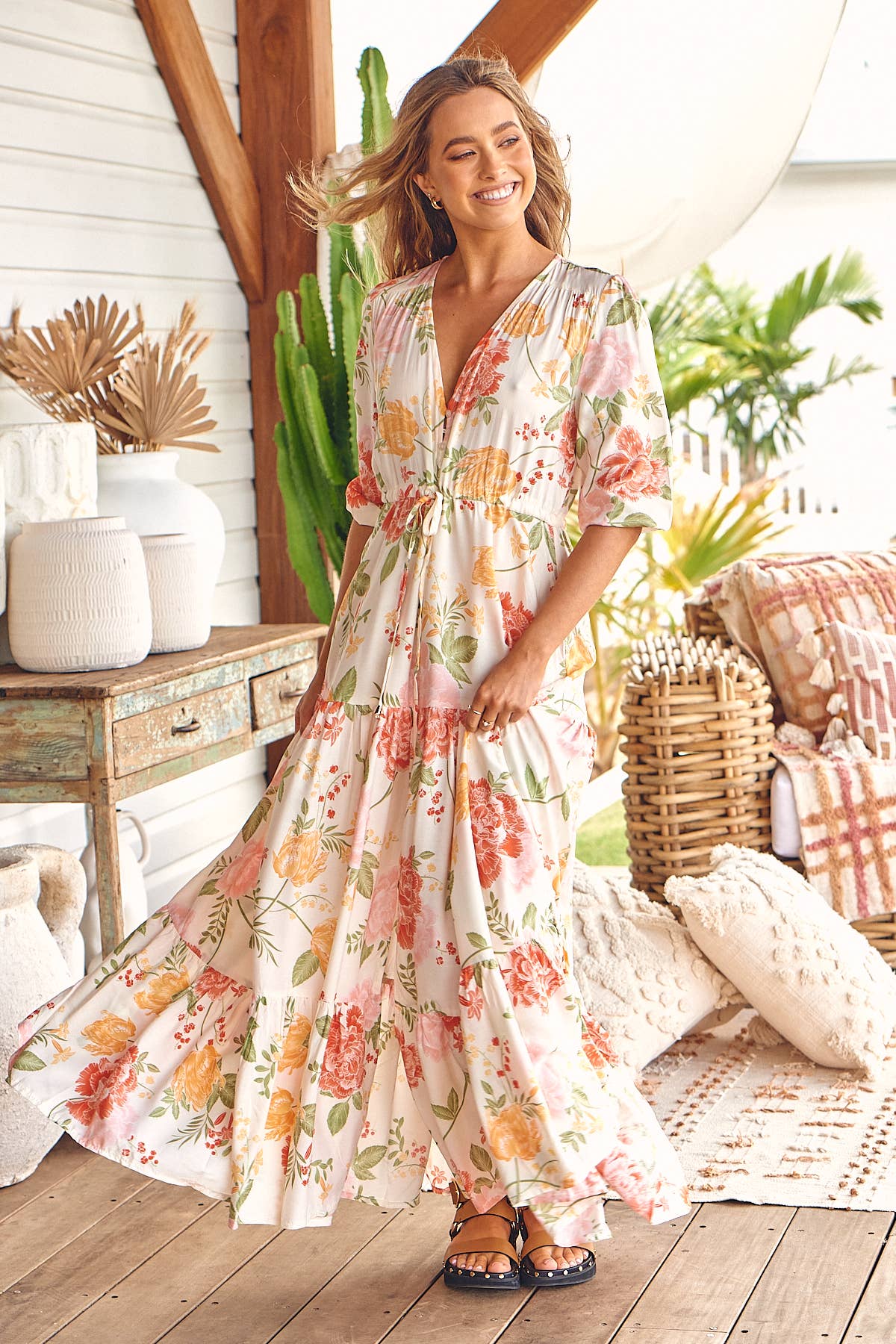 WILLOW PRINT TESSA MAXI DRESS:
