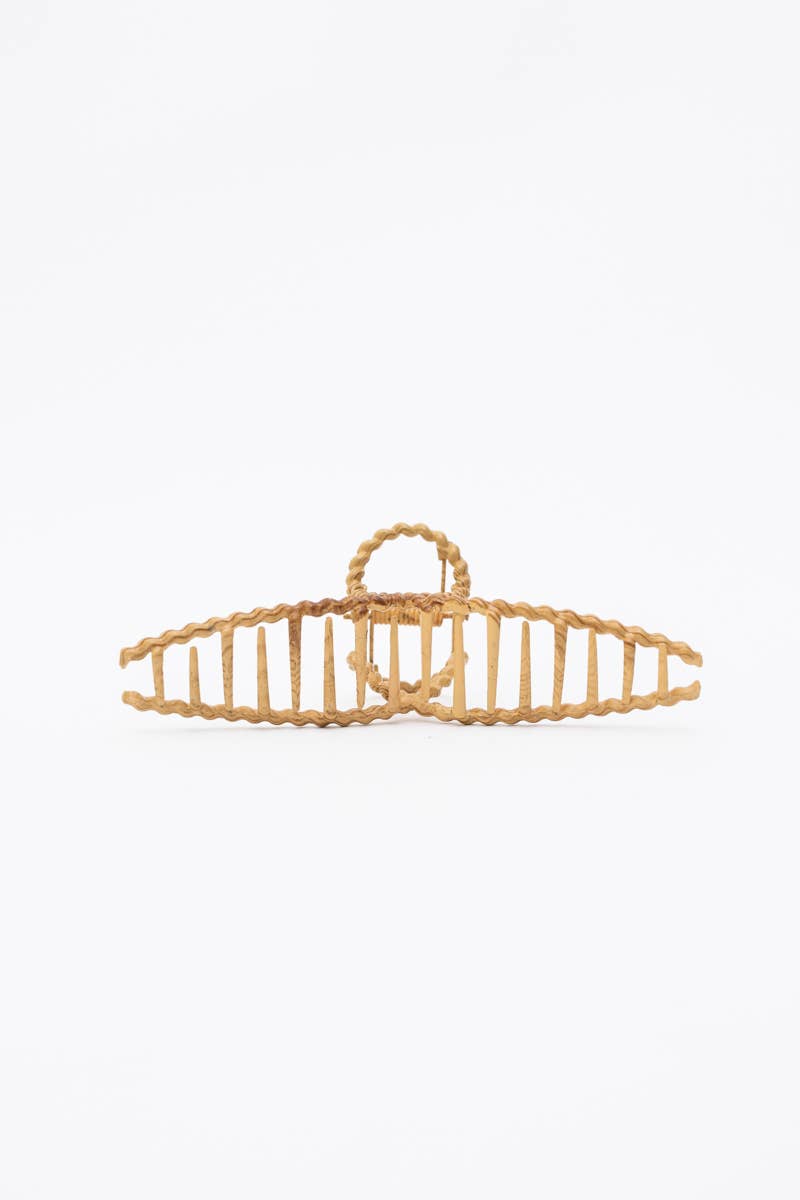 Twisted Design Natural Wood Hair Claw Clip
