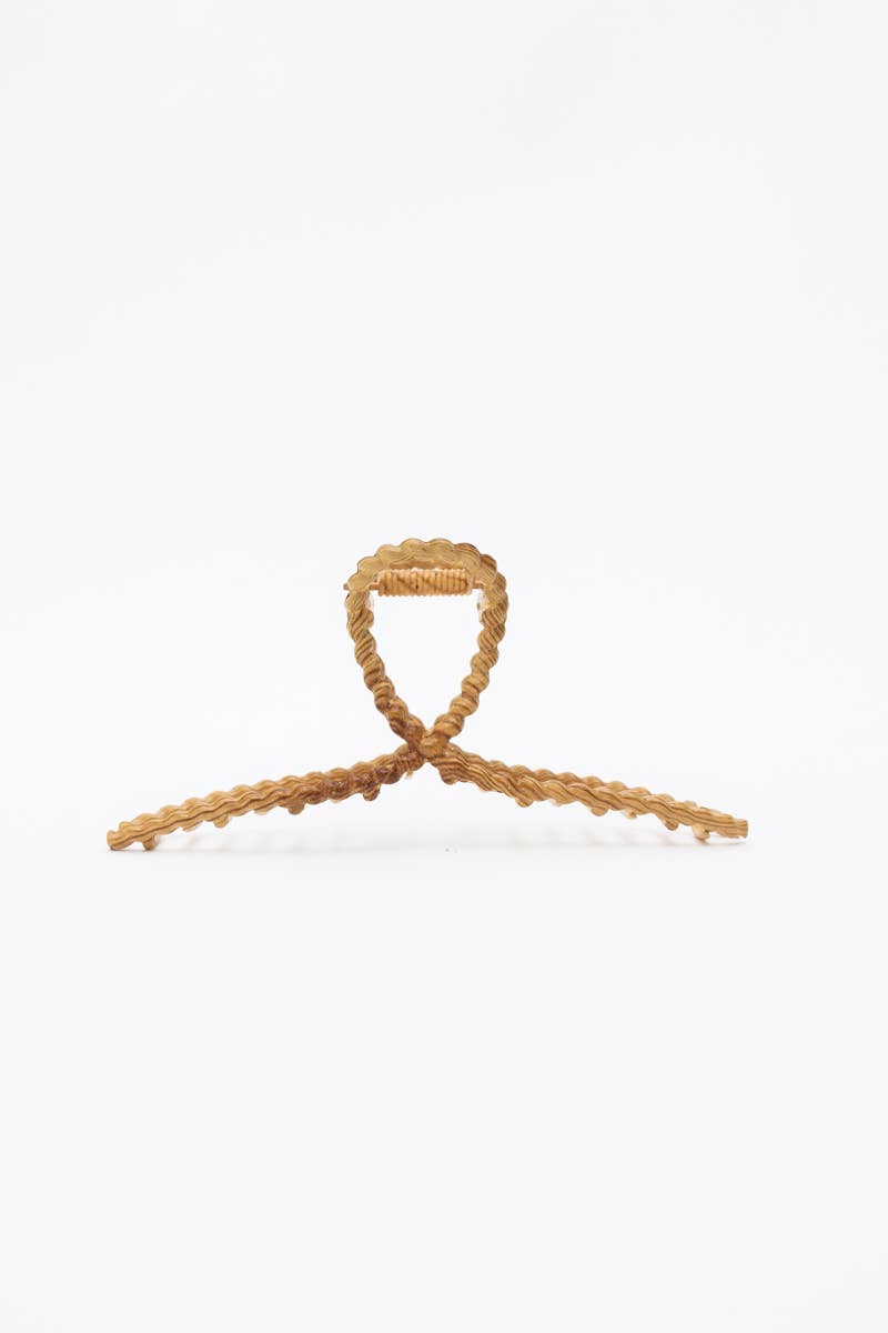 Twisted Design Natural Wood Hair Claw Clip