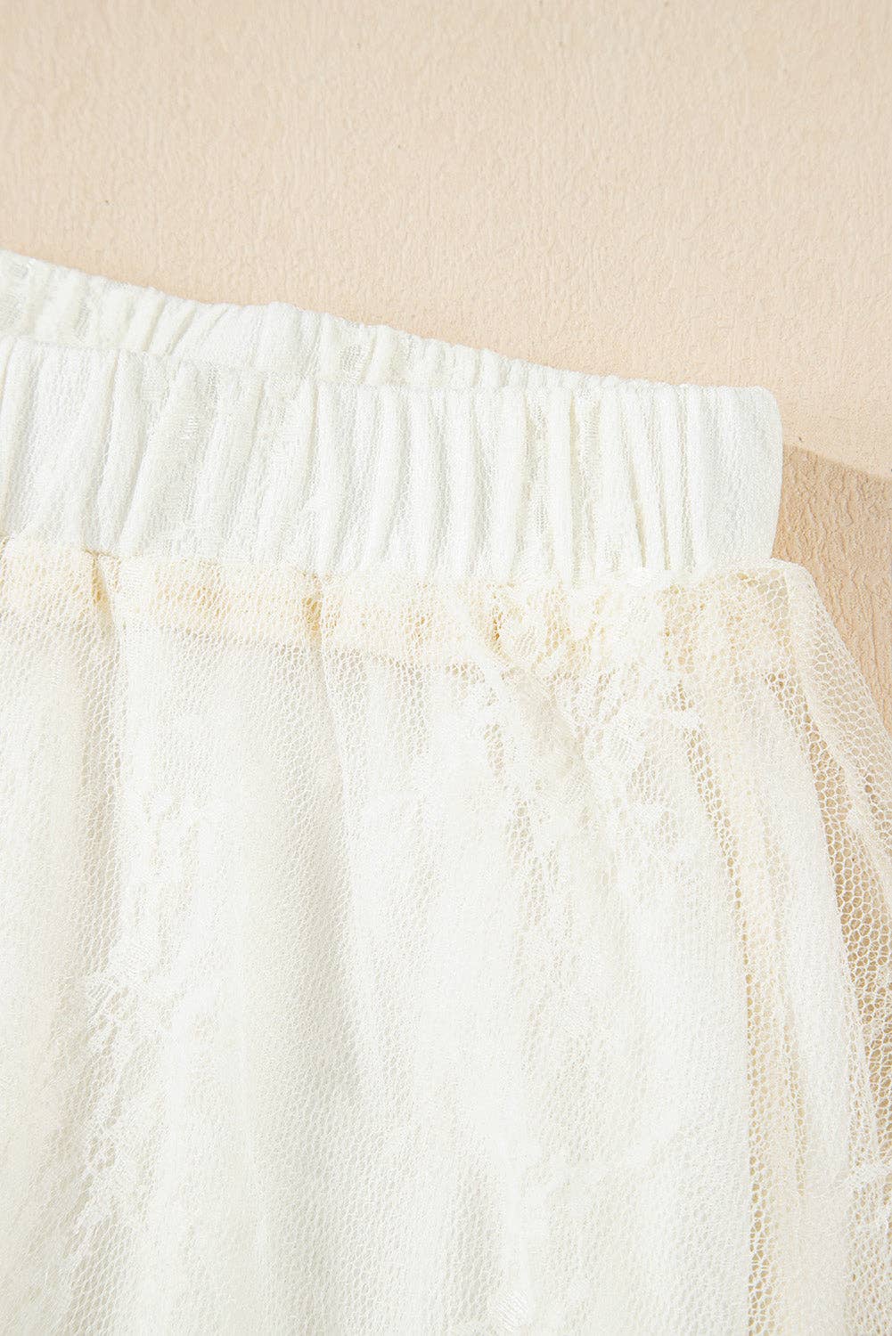 Beige Lace Cascading Tiered High Waist Maxi Skirt: Beige / 90%Polyamide+10%Elastane / L