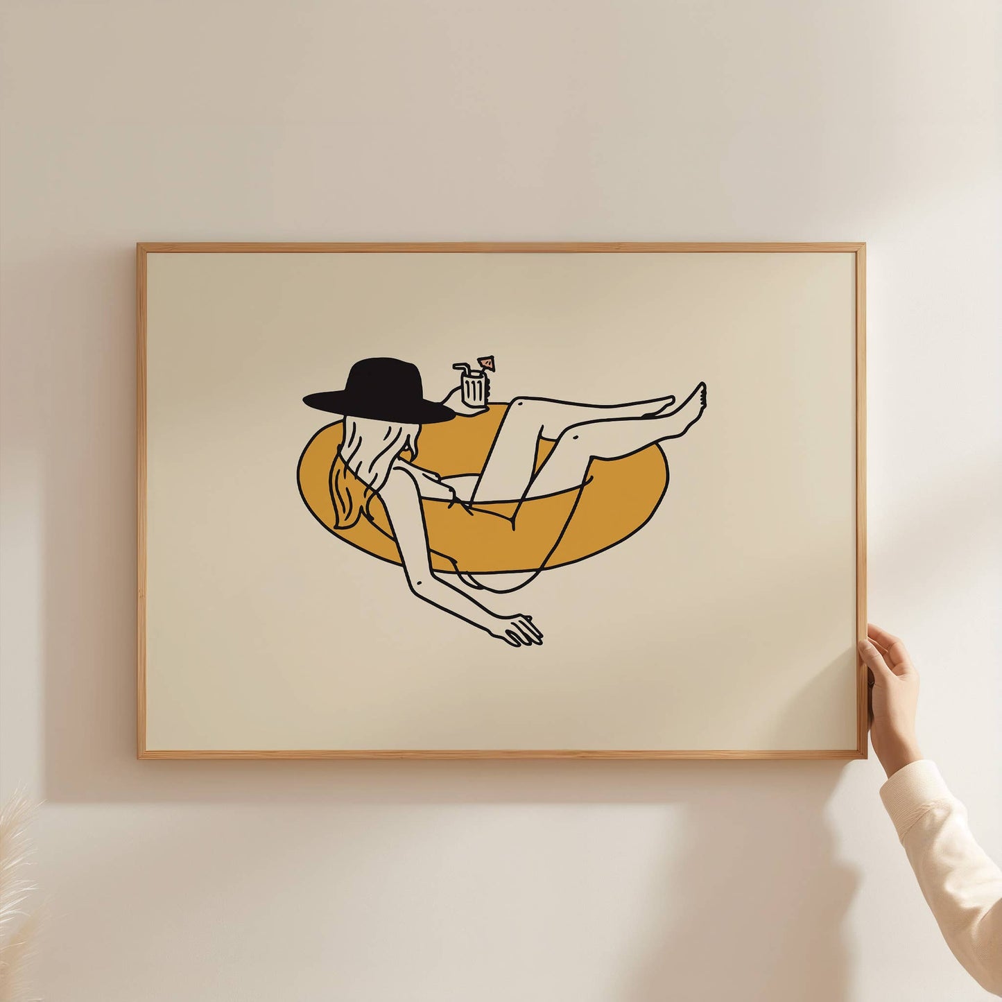 Float Cowgirl Western Art Print Retro Vintage Home Decor: Large