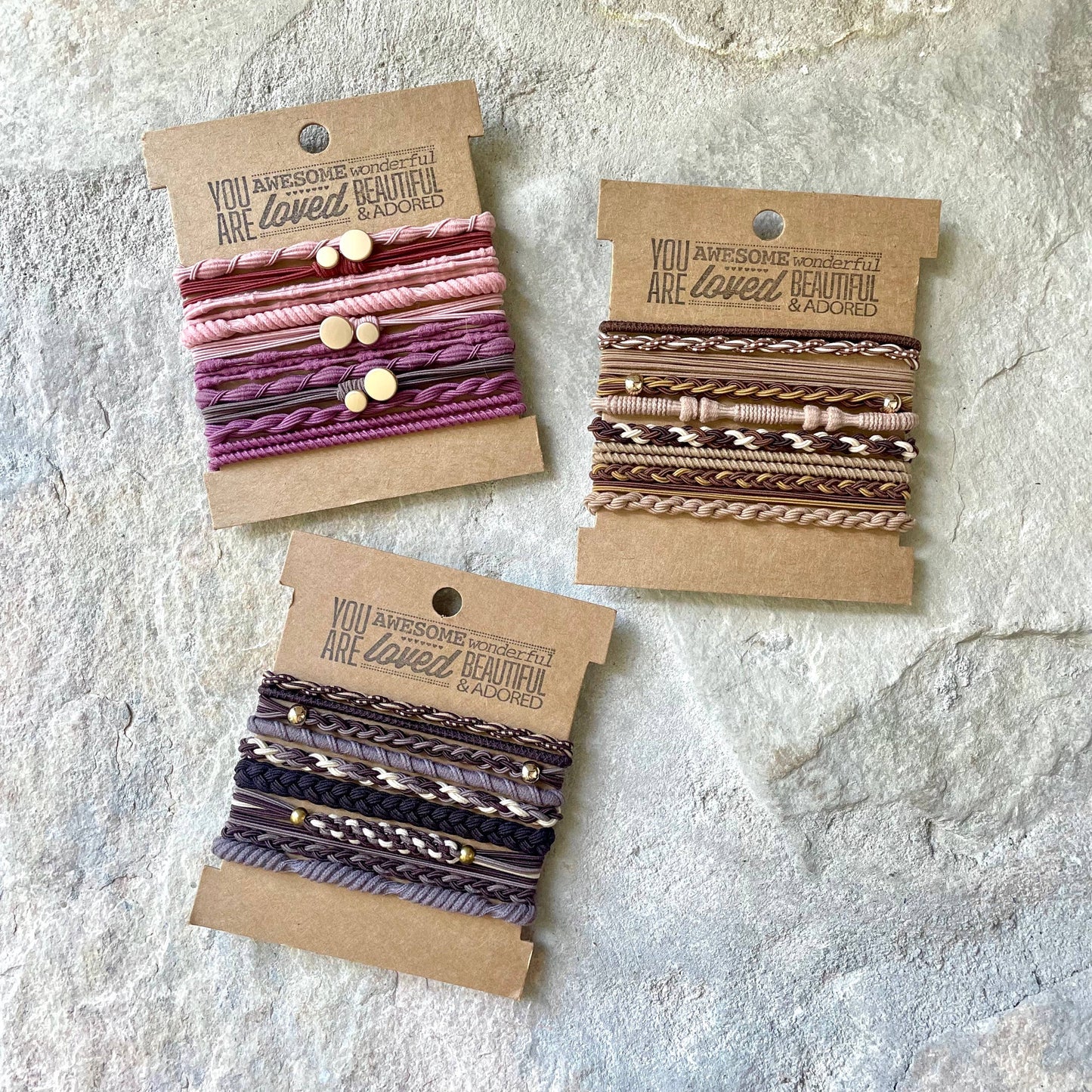 Boho Hair Ties on Kraft Card | Earth Tones