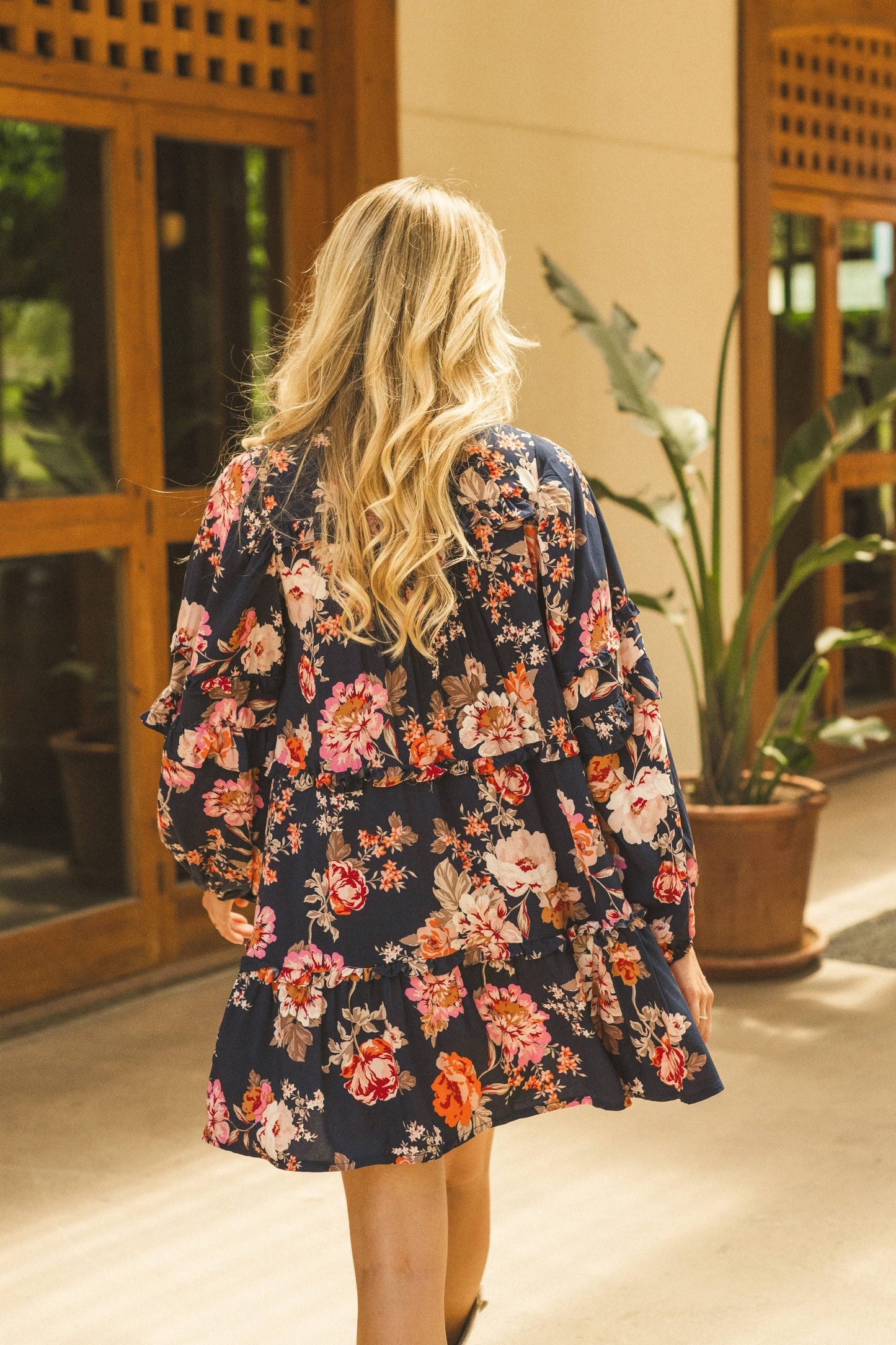 WINTER ROSE NAVY PRINT MONROE DRESS