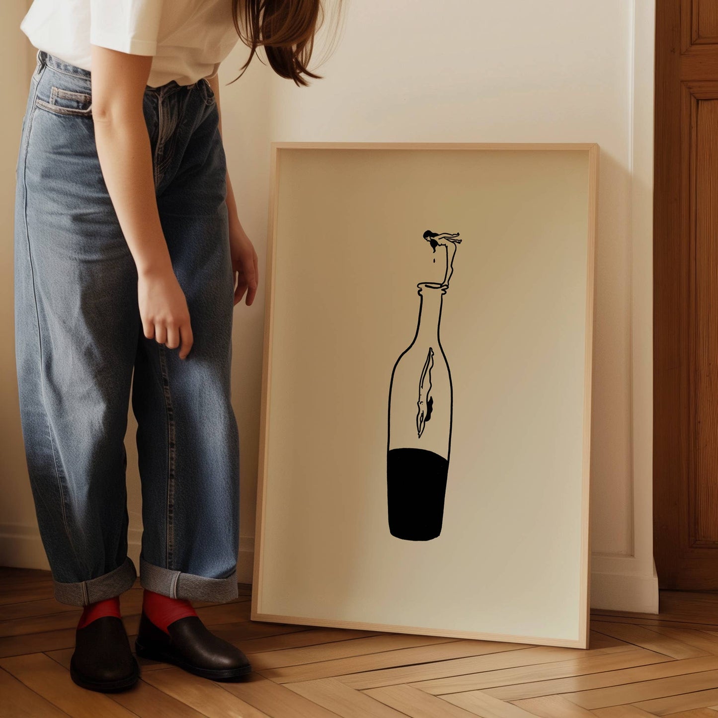 Wine Dive Minimal Art Print: Large