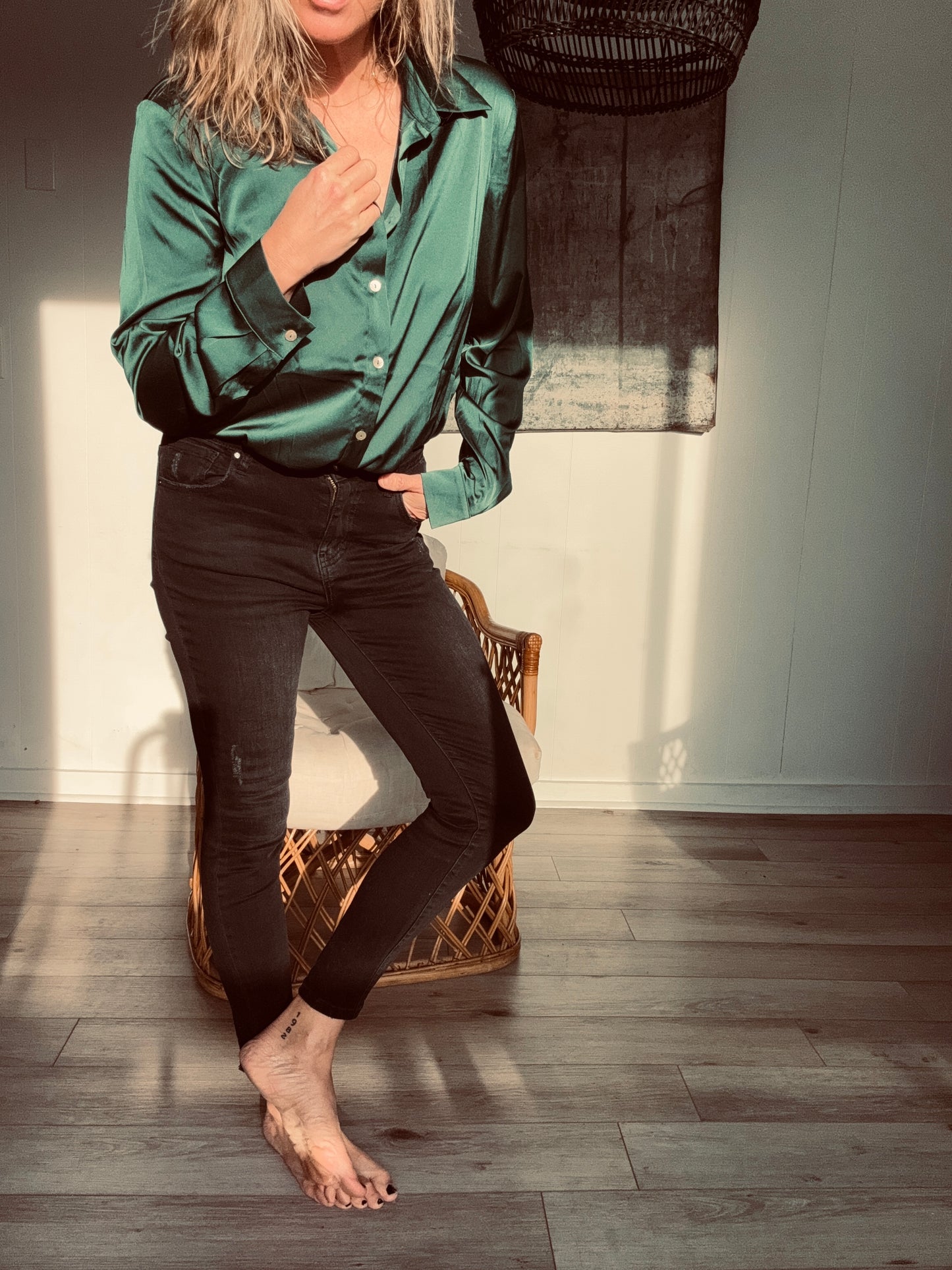 Satin Green For Days Body Suit
