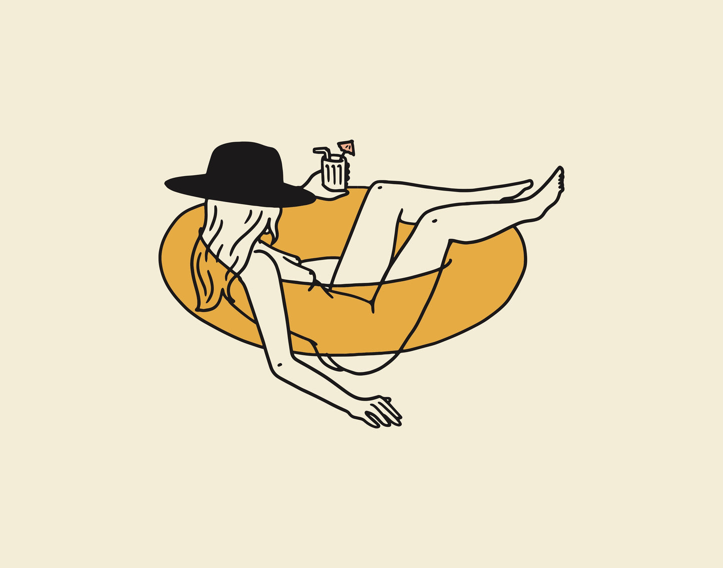 Float Cowgirl Western Art Print Retro Vintage Home Decor: Large