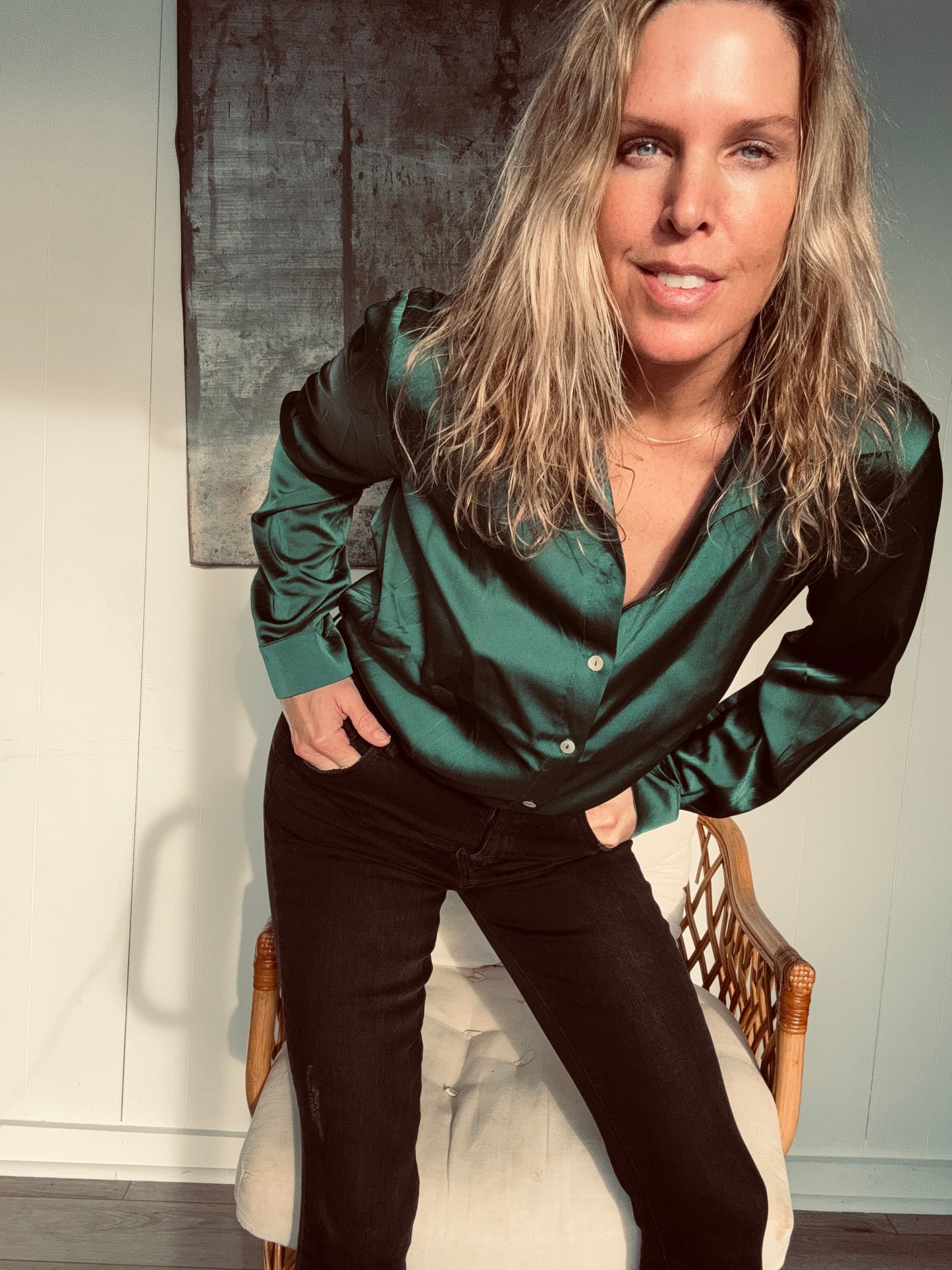 Satin Green For Days Body Suit
