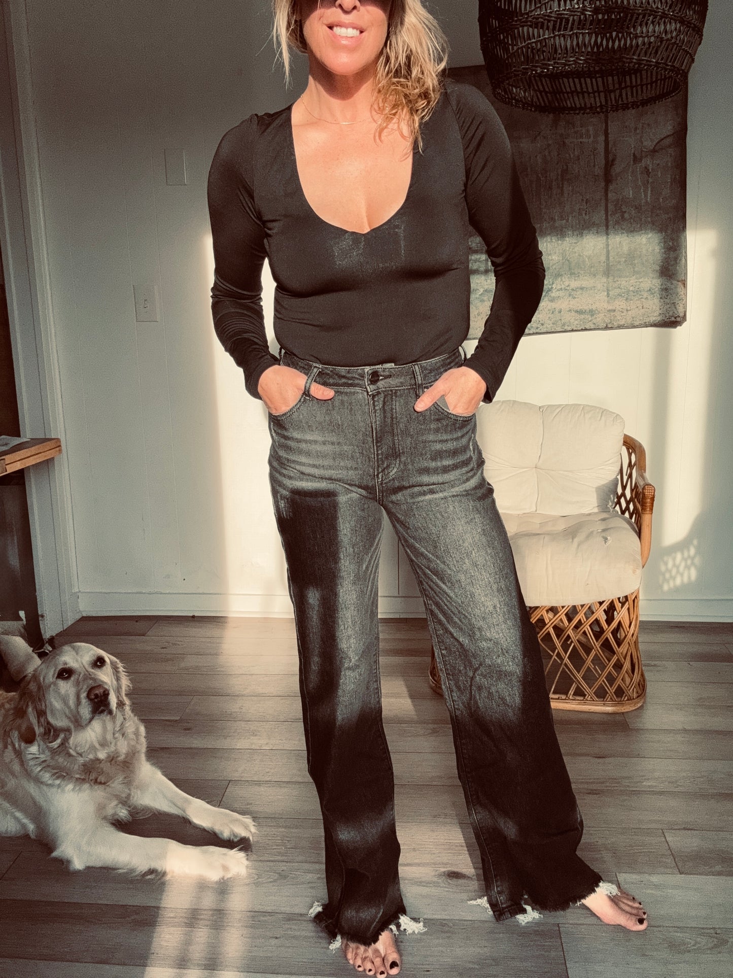 Risen Black Flare Jeans