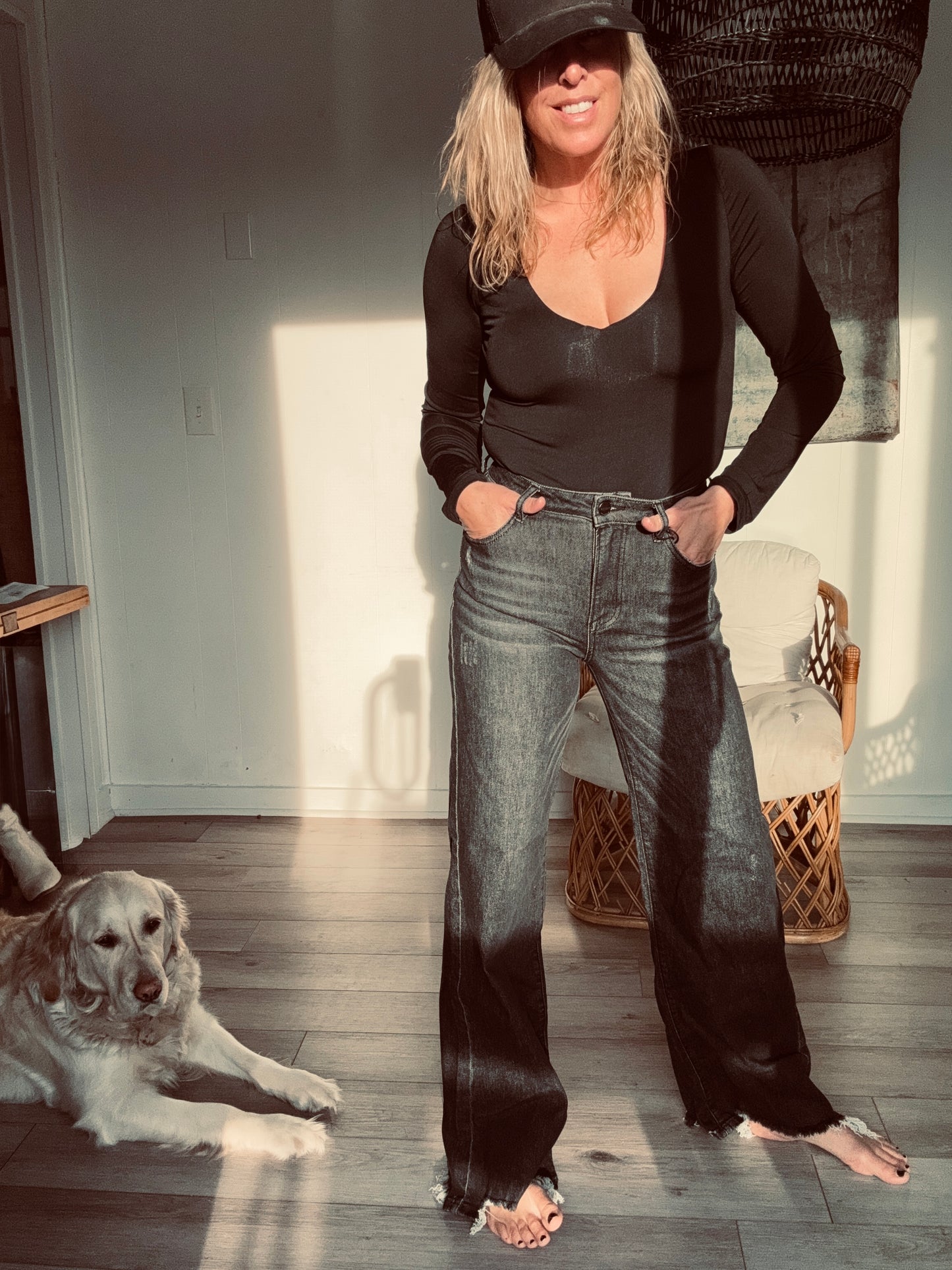 Risen Black Flare Jeans