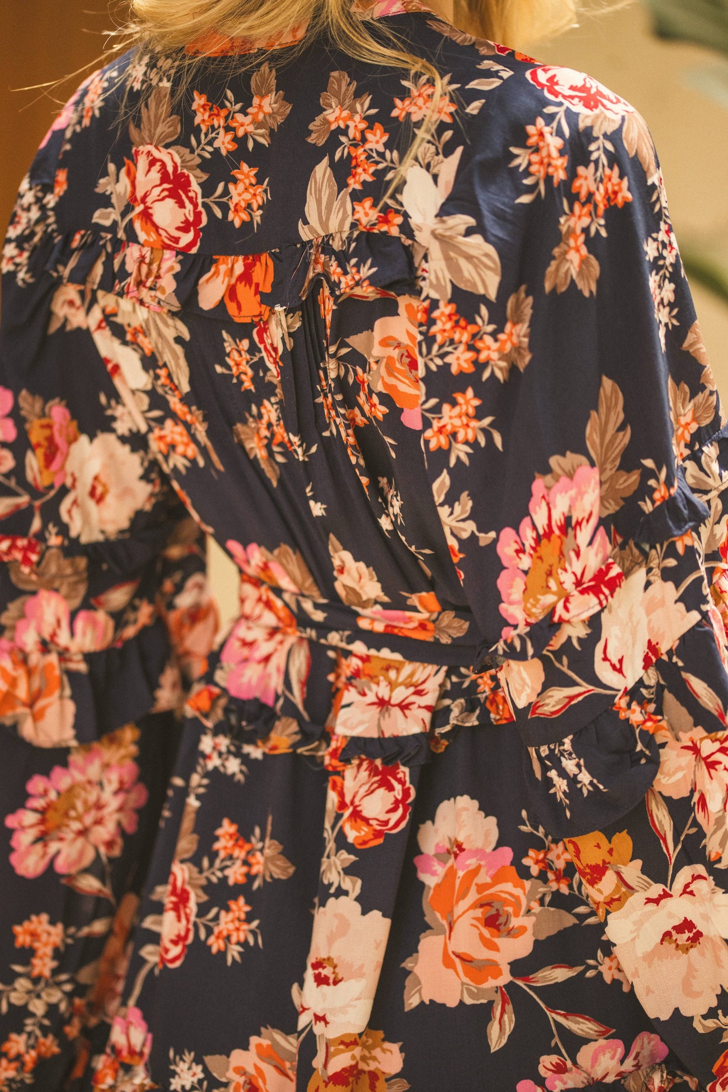 WINTER ROSE NAVY PRINT MONROE DRESS