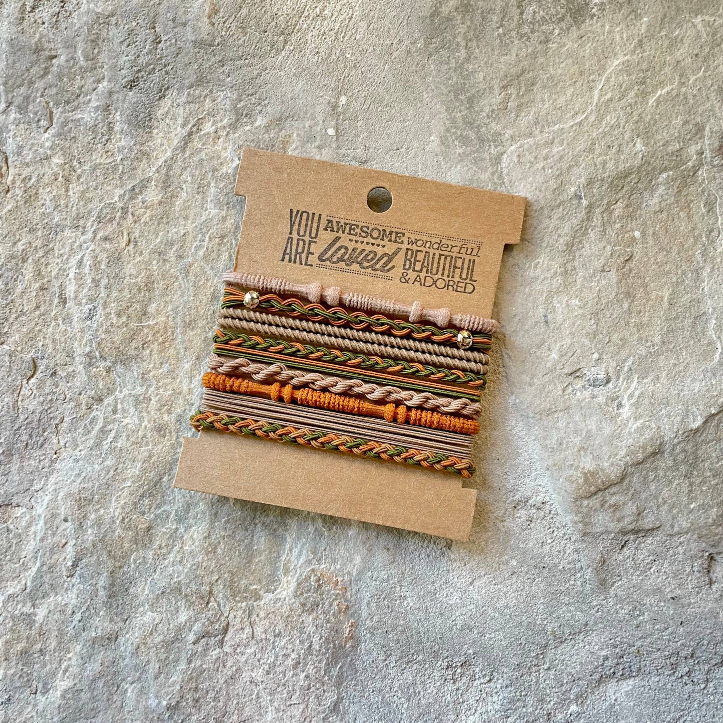 Boho Hair Ties on Kraft Card | Earth Tones