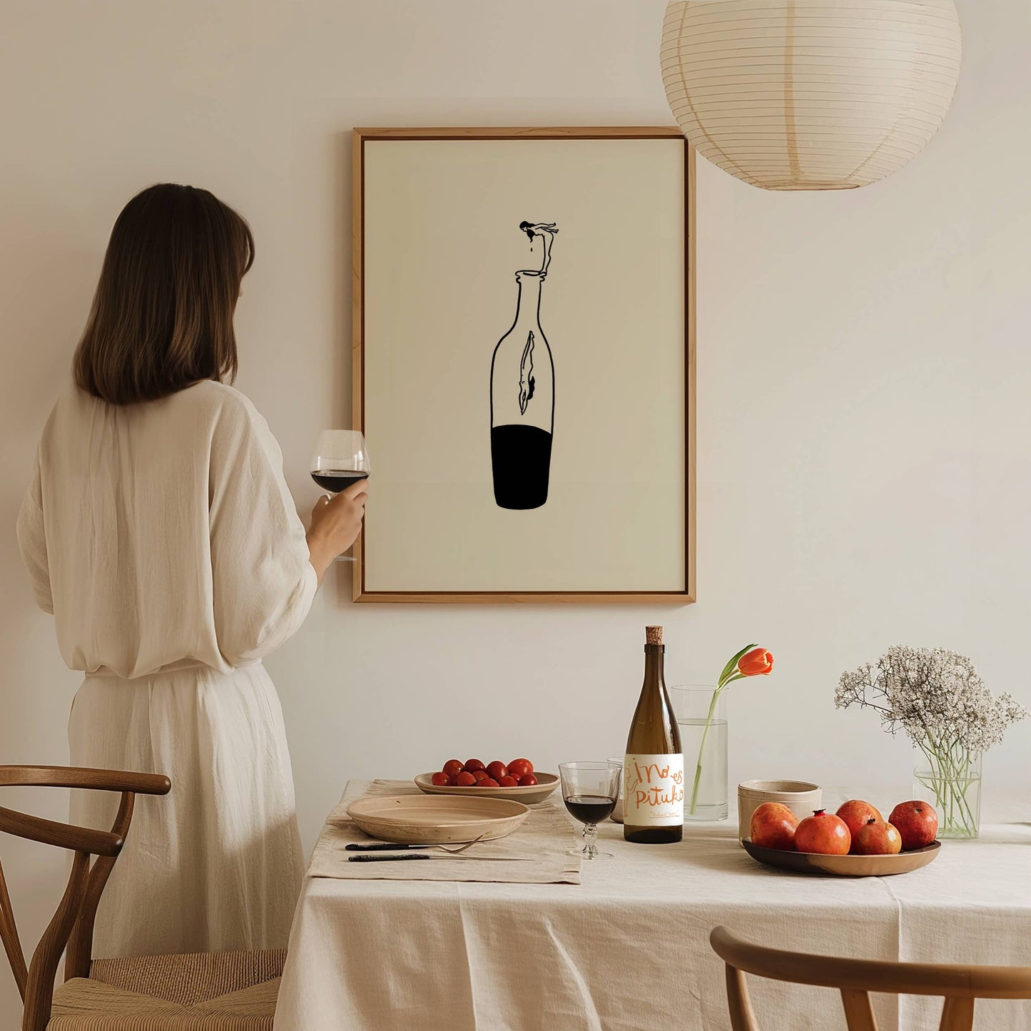 Wine Dive Minimal Art Print: Large
