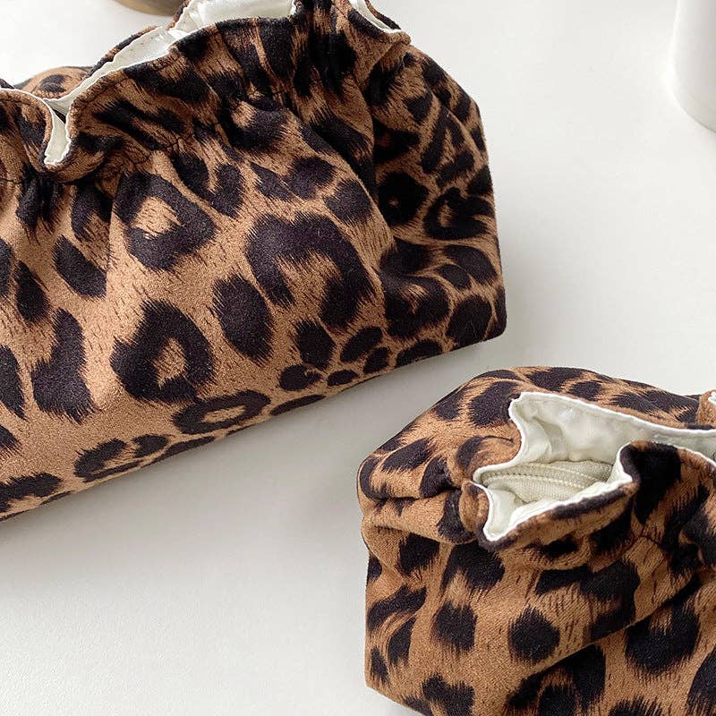 Vintage Leopard Print Cosmetic Bag DPCB3: Small