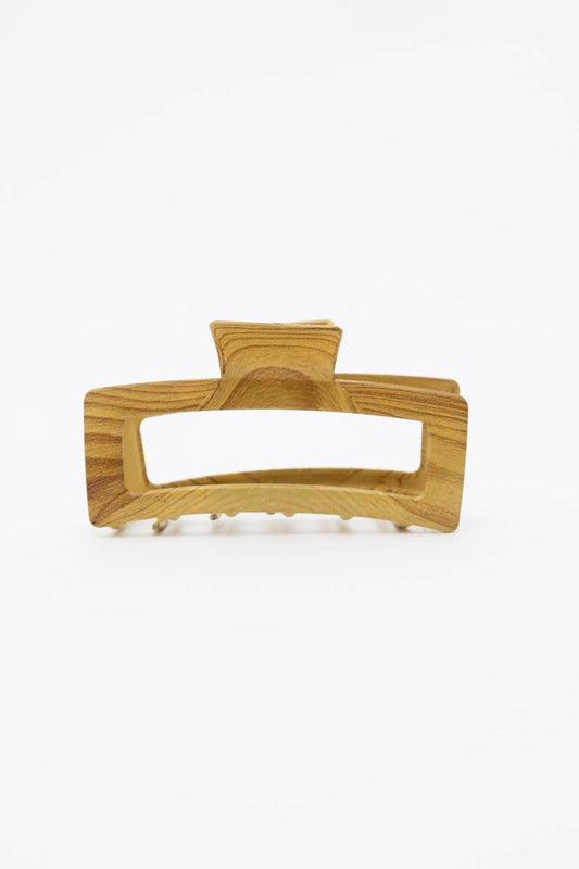 Retro Wood Print Metal Hair Claw Clip