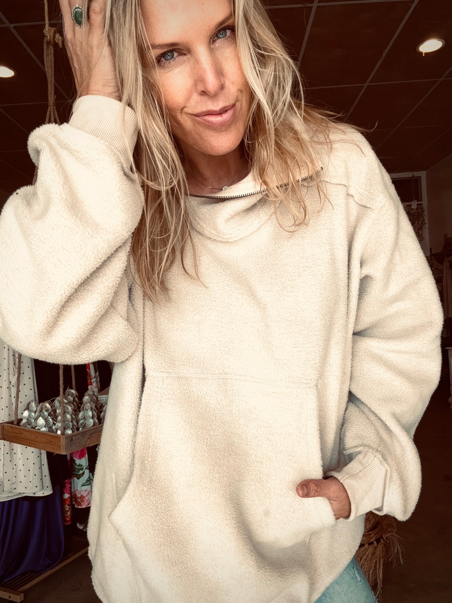 Perfect Cozy Cream Side Zip Pullover