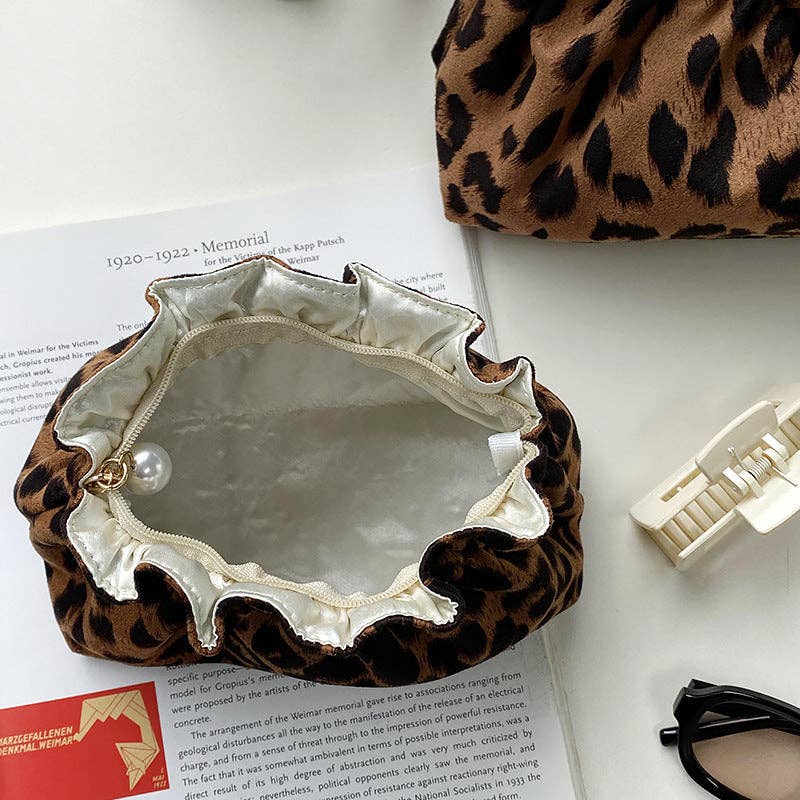Vintage Leopard Print Cosmetic Bag DPCB3: Small