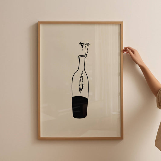 Wine Dive Minimal Art Print: Large