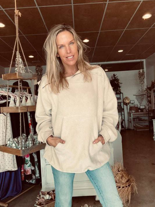 Perfect Cozy Cream Side Zip Pullover