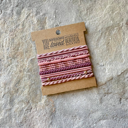 Boho Hair Ties on Kraft Card | Pink & Purple