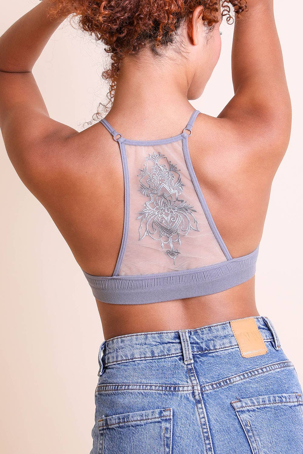 Leto Original - Tattoo Mesh Racerback Bralette: Black