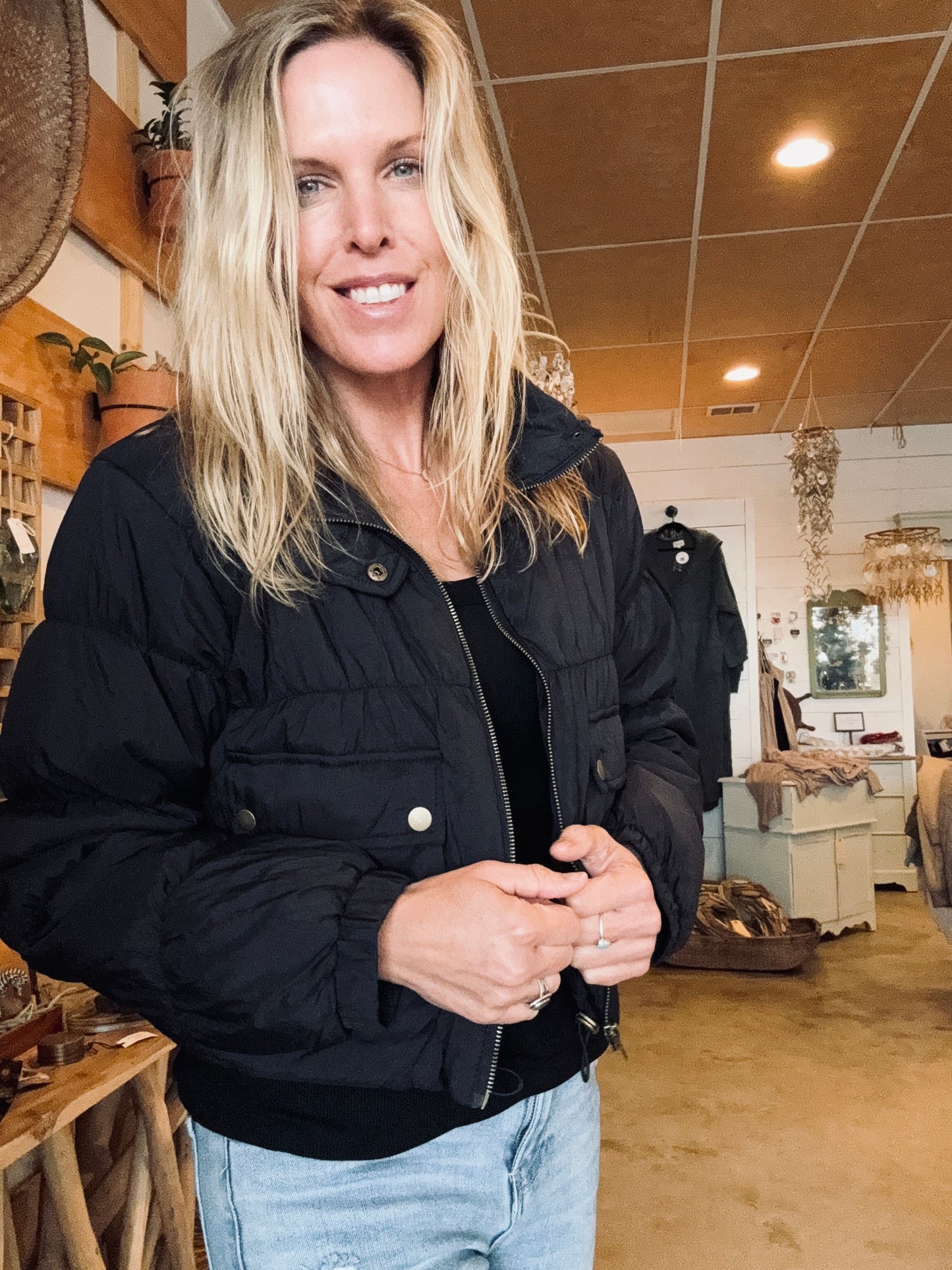 Puffy Black Zip Up