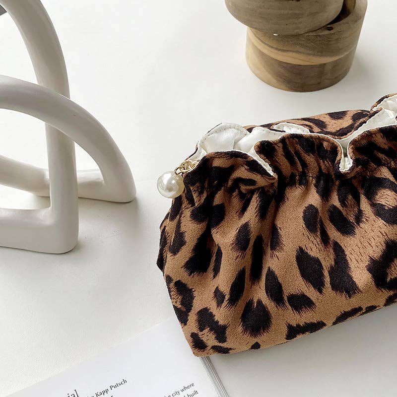 Vintage Leopard Print Cosmetic Bag DPCB3: Small