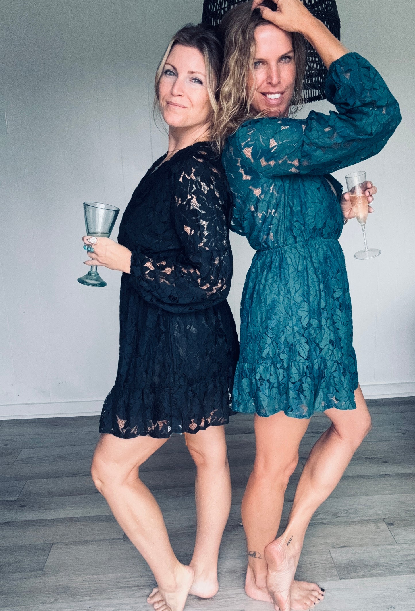 Classic Holiday Long Sleeve Mini Dress: Black