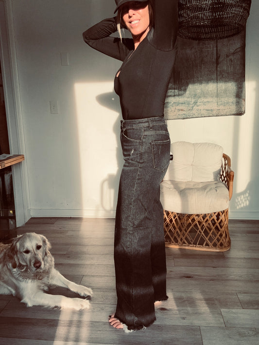 Risen Black Flare Jeans