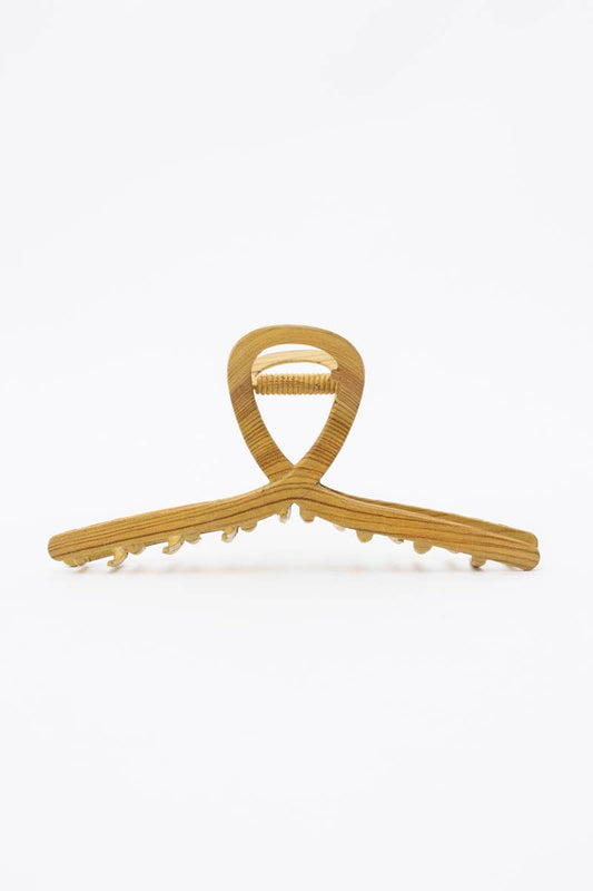 Natural Wood-Textured Elongated Hair Claw Clip