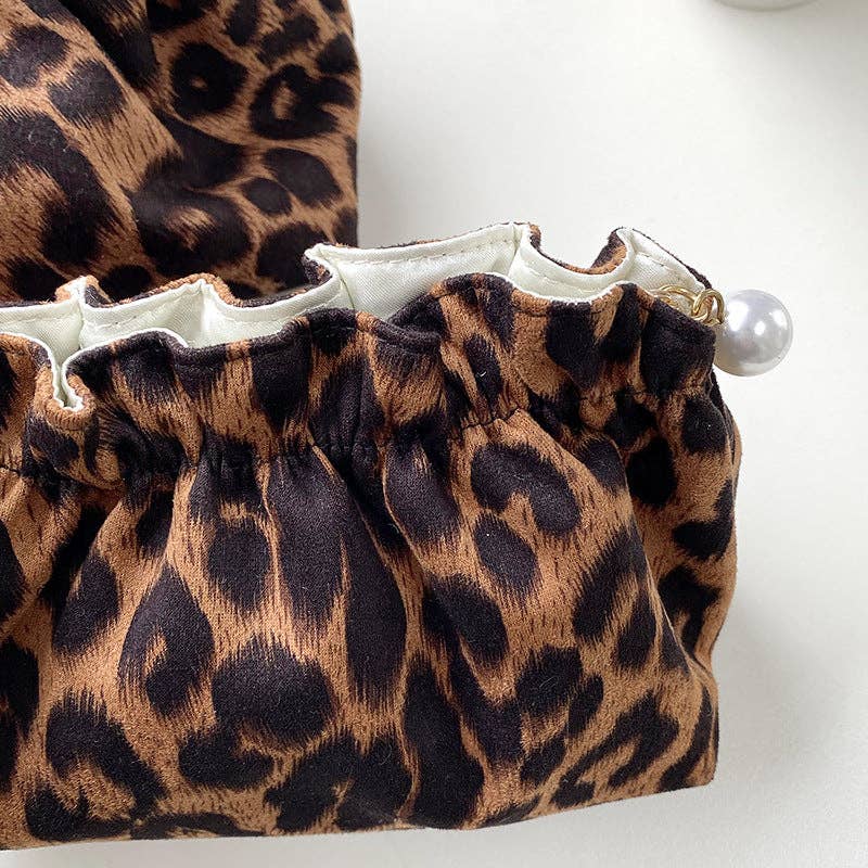 Vintage Leopard Print Cosmetic Bag DPCB3: Small