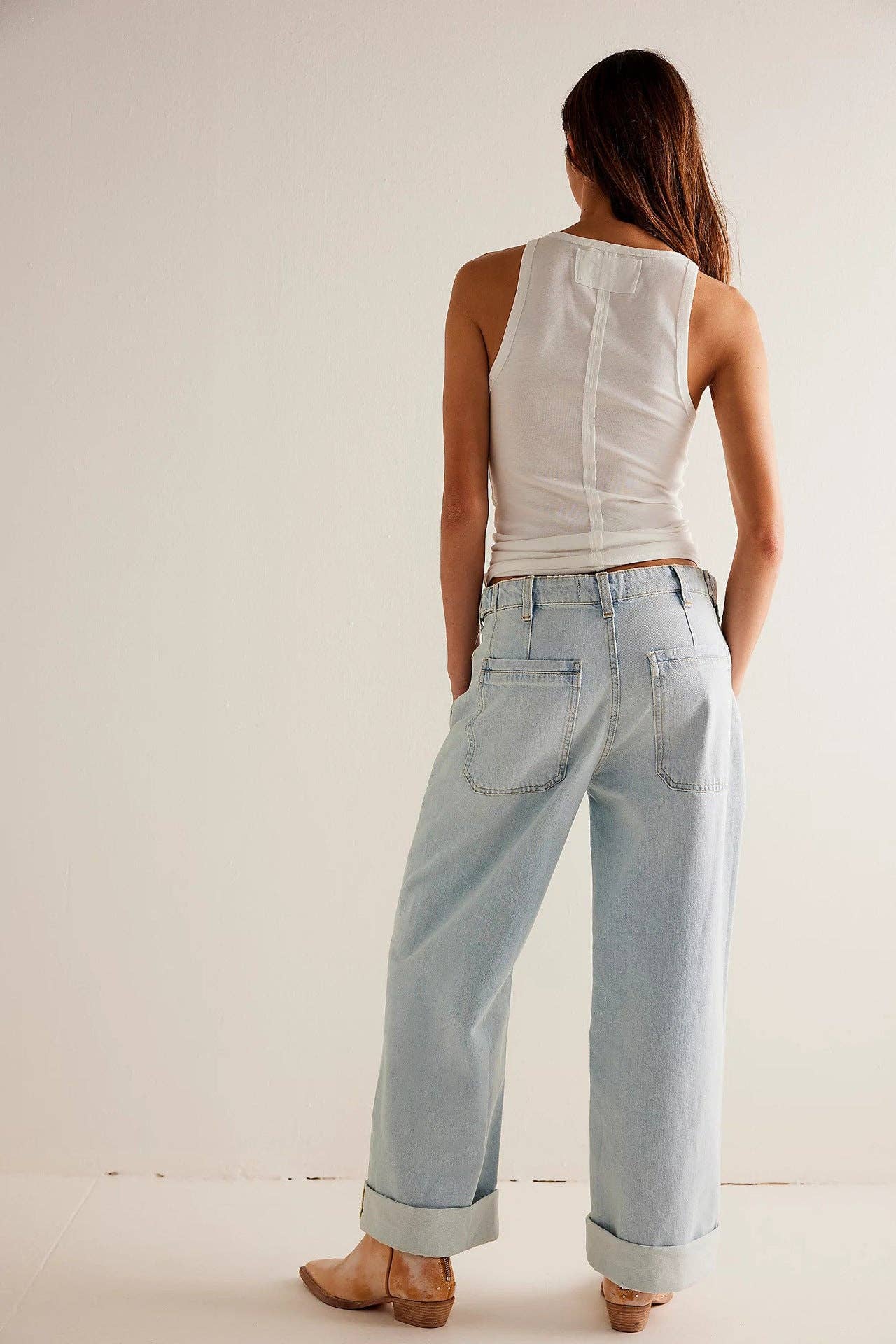 Washed Street Straight Leg Jeans DP25A478: Light Blue / L