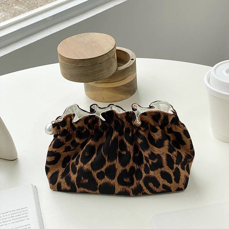 Vintage Leopard Print Cosmetic Bag DPCB3: Small