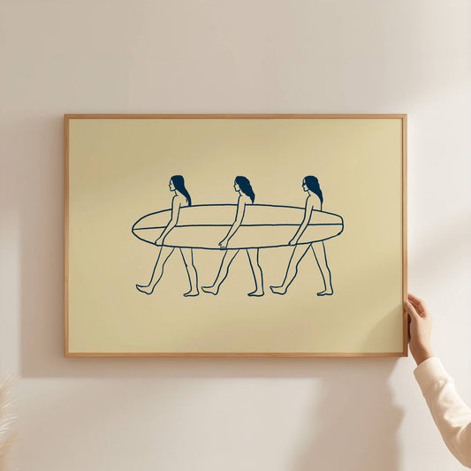 Surfers Minimal Art Print: Large