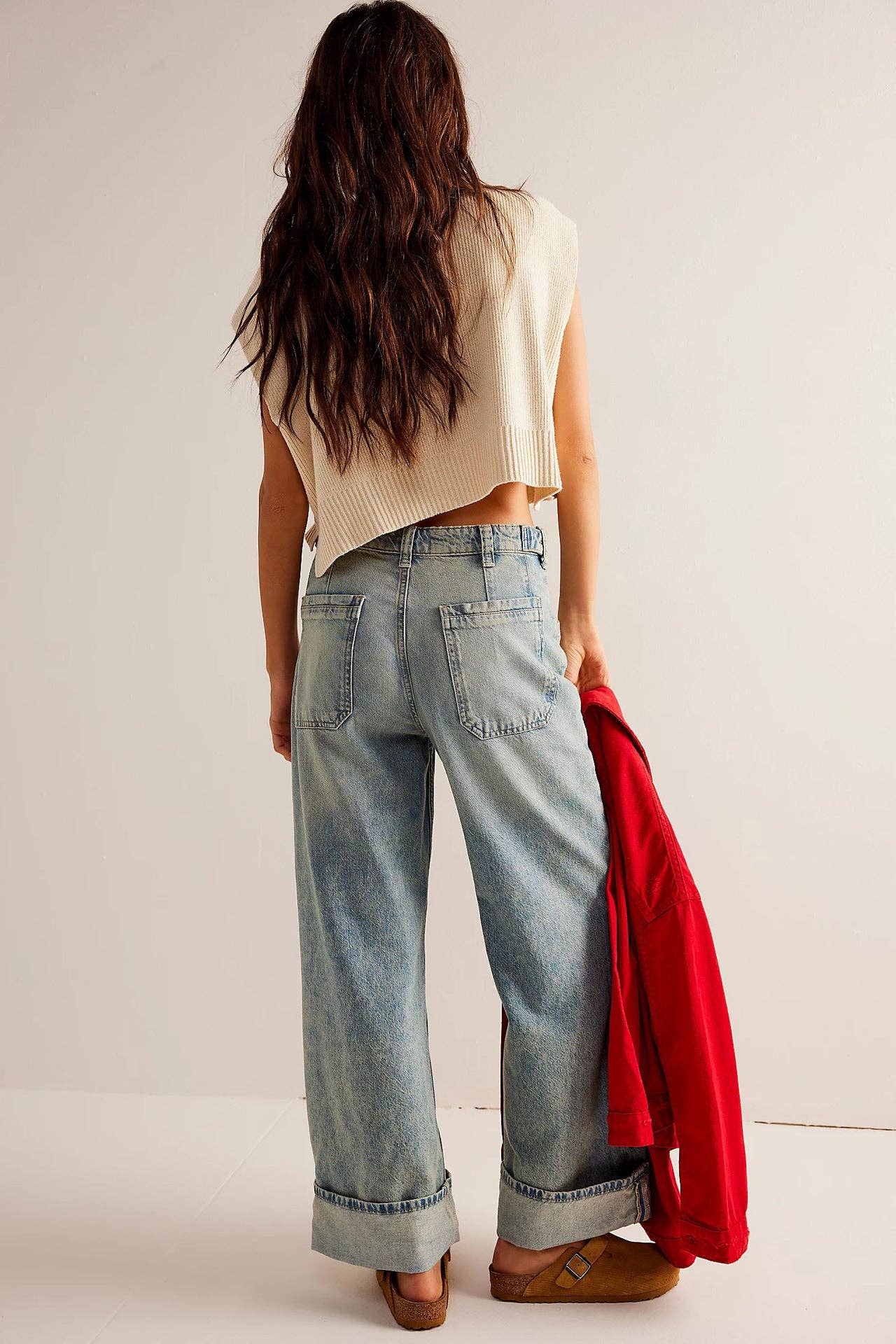 Washed Street Straight Leg Jeans DP25A478: Light Blue / M