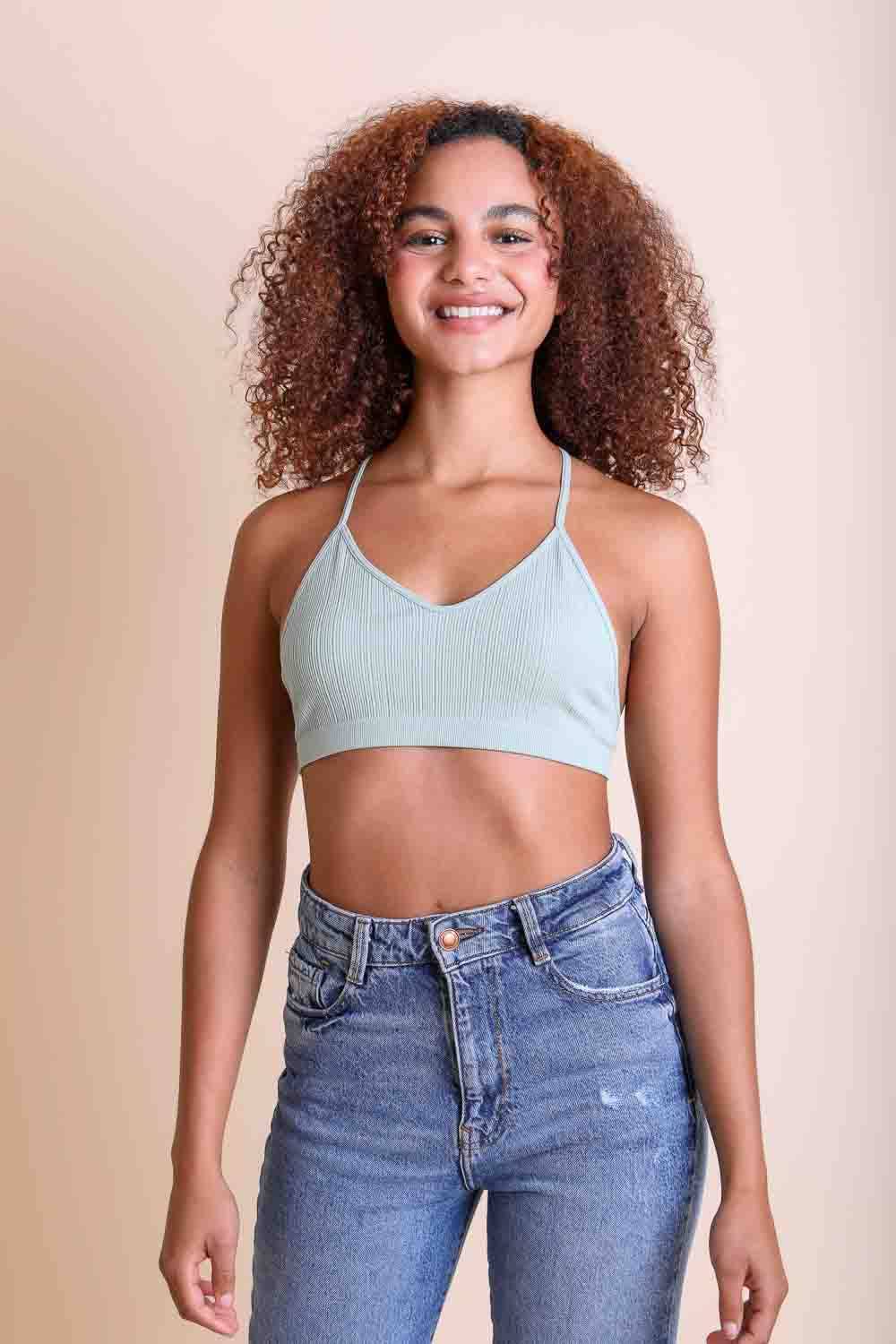 Leto Original - Tattoo Mesh Racerback Bralette: Black