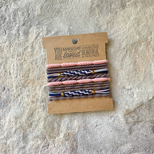 Boho Hair Ties on Kraft Card | Gray & Navy