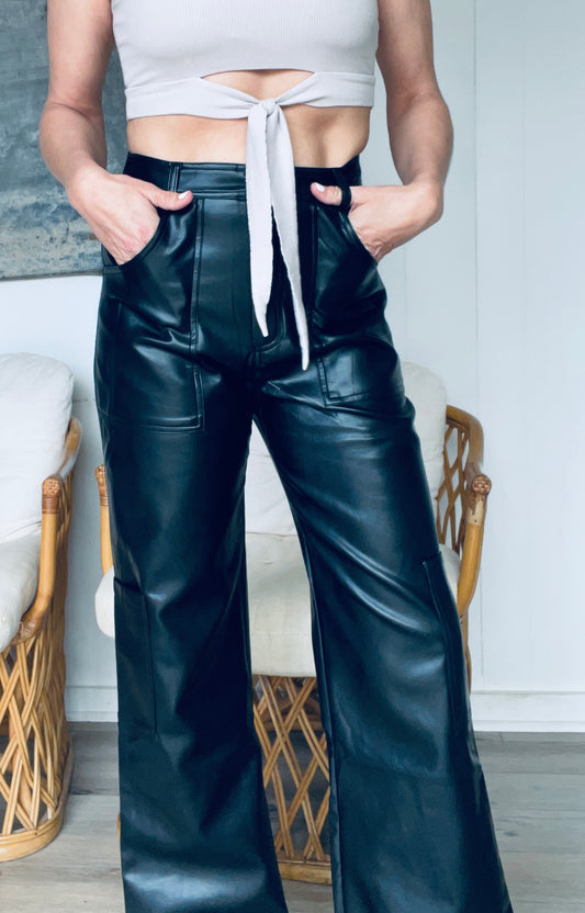 Sans Souci Cargo Faux Leather Pants
